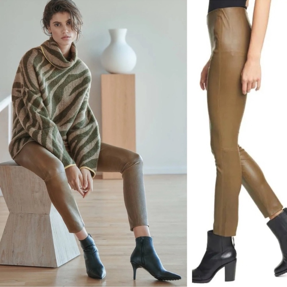 RAG & BONE Simone NEW Lambskin Leather Pants Olive NEW With Tag Size 0